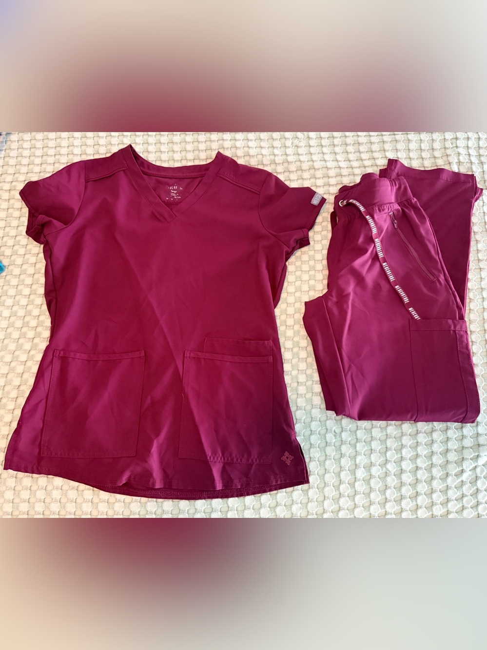 Women's Burgundy Scrub Top & Pants Set